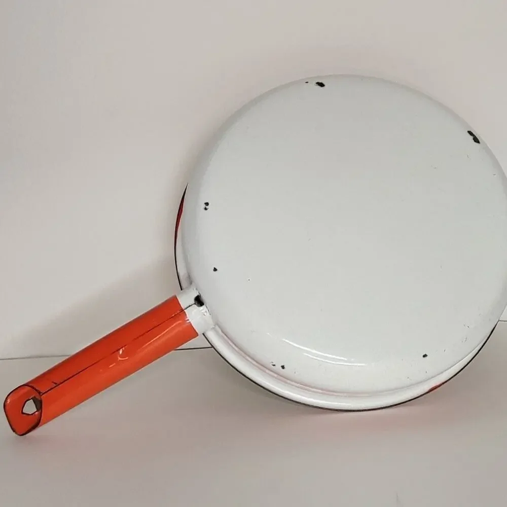 Vintage Red & white Checkered Enamelware Metal Skillet - Picture 7 of 12